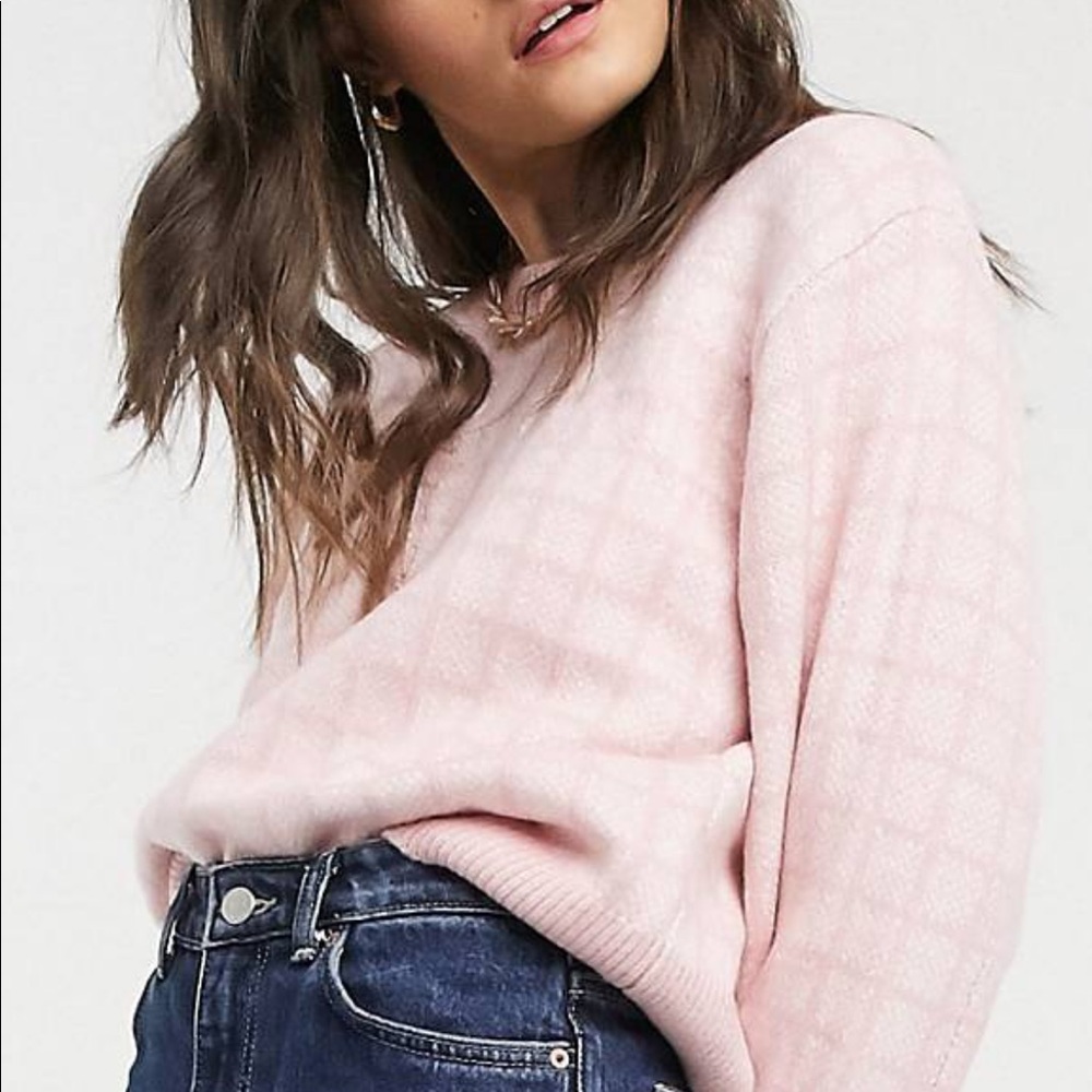 Other Stories Pink Checkered Sweater S NWT